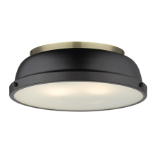 Golden 3602-14 AB-BLK - Yep by Golden Lighting Duncan 2-light Flush Mount in Aged Brass and Matte Black shade